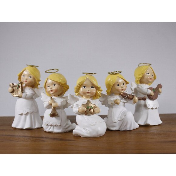 1990s Angel orchestra Christmas figurines, Angel musicians holiday home decor - Picture 1 of 10